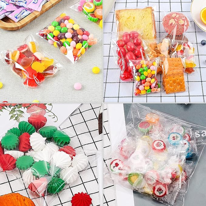 SUREHOME Cookie Bags Cellophane Clear Individual Treat for Cookies, 5x6 Inch Gift Giving Packaging, 100PCS Plastic Self Adhesive Wrappers Candy Bag - Image 5