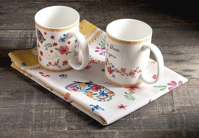 Maison d' Hermine Coffee Mug with Handles Tea Cups (12 Ounce, Pack of 2) | Fine Bone China Coffee Mugs for Hot Beverages Cappuccino Latte Home Restaurant Hotel Spring Summer -Happy Florals - Sweety - Image 7