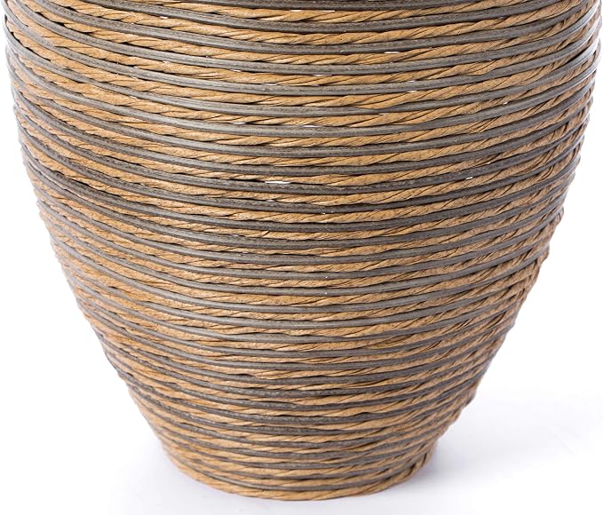 38-inch Tall Artificial Rattan Floor Vase in Elegant Beige - Statement Piece for Living Room Decor, Entryway, or Hallway - Versatile Home Accent for Dried or Silk Floral Arrangements - Image 7