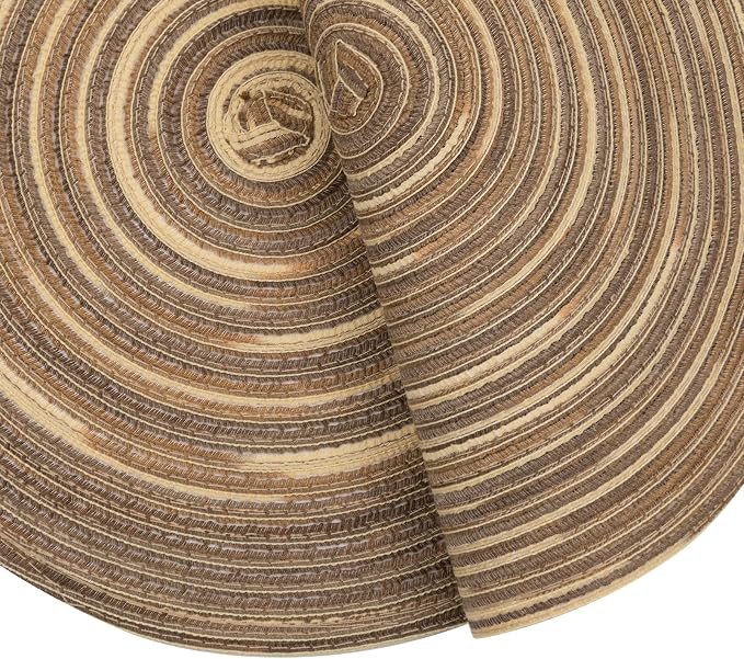 SHACOS Round Braided Placemats 15 inch Set of 4 Variegated Washable Kitchen Table Place Mats Table Mats for Home Wedding Party (Rainbow Brown, 4) - Image 3