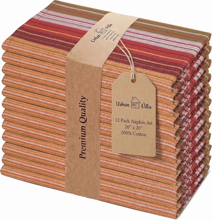 Urban Villa Cloth Napkins Cotton 20x20 (Set of 12) Fall Dobby by CottonTrends