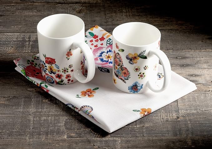 Maison d' Hermine Coffee Mug with Handles Tea Cups (12 Ounce, Pack of 2) | Fine Bone China Coffee Mugs for Hot Beverages Cappuccino Latte Home Restaurant Spring Summer -Happy Florals - High Summer - Image 7