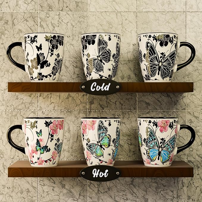 Color Changing Butterfly Coffee Mug 12OZ - Ceramic Heat Sensitive Cup Hot Cocoa Tea Milk Mugs Hot Drinks and beverages Unique Beautiful Holiday Christmas gift Idea for Nature lovers women mom grandma - Image 2