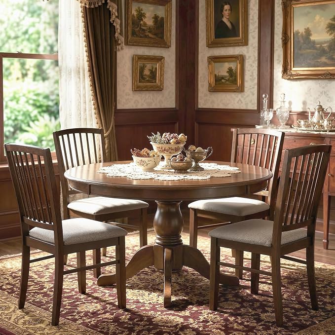 HOMCOM Farmhouse Dining Chairs Set of 2, Upholstered Linen, Burn Brown | Kitchen Chairs, Dining Room Chairs, Solid Rubberwood Legs - Image 9