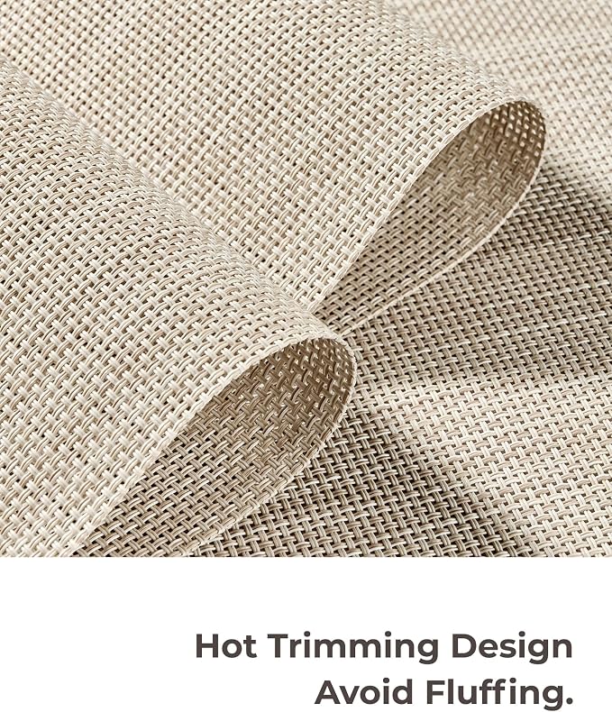 Leetaltree Beige White Placemats Set of 4 - Heat Resistant Non-Slip Place mats for Dining Table, Washable Durable PVC Vinyl Woven Table Mats(Beige White, 4) - Image 7