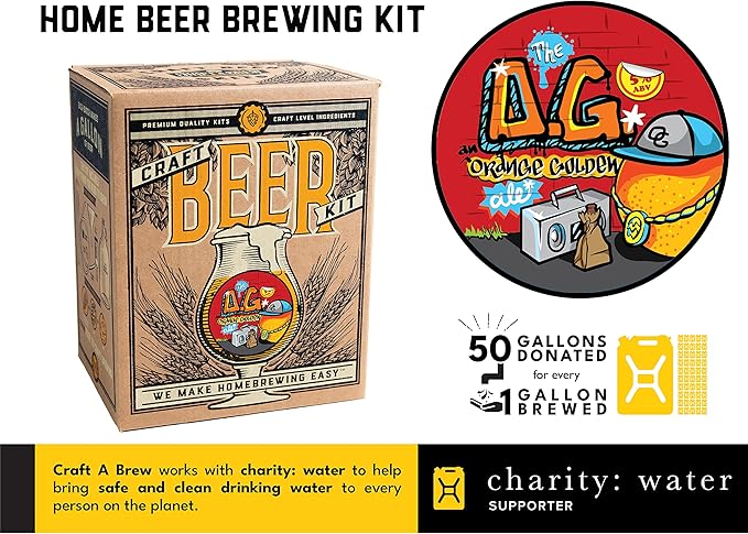 Craft A Brew - O.G. Orange Golden - Beer Making Kit - Make Your Own Craft Beer - Complete Equipment and Supplies - Starter Home Brewing Kit - 1 Gallon