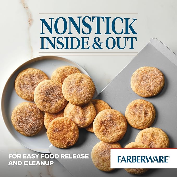 Farberware GOLDEN BAKE Nonstick Jumbo Cookie Sheet, Cookie Sheets for Baking Nonstick, 15.5-Inch x 20-Inch, Light Gray - Image 3