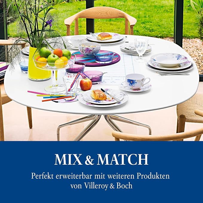 Villeroy & Boch Mariefleur Gris Basic Dinner Plate, 27 cm, Premium Porcelain, White/Multicoloured - Image 6
