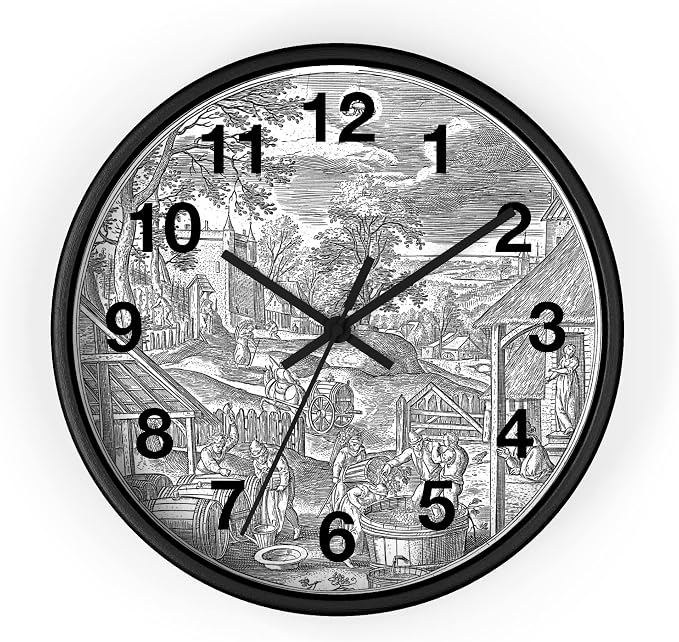 Mozingo ~ Wine Clock for Kitchen Bar Wall It's Wine O'clock Silent Time Gift Home Decor Made In USA, 10" (Hour Marks - Numbers, Clock Frame Color - Black, Wine Theme #06) by Unknown