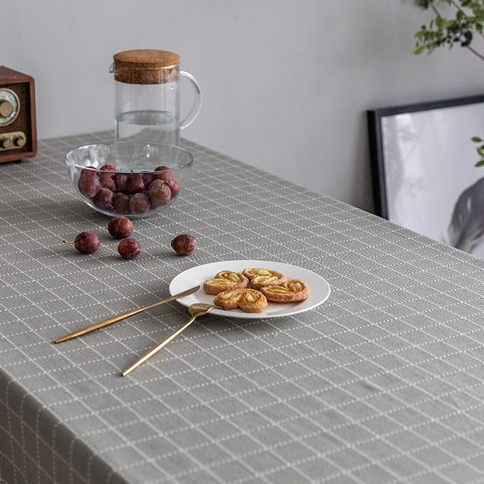 Home Brilliant Buffalo Check Tablecloth Square Plaid Table Cloth (52 x 52 Inch) for Dining Table Textured Table Cover for Kitchen Party, Grey, 52x52 Inch - Image 7