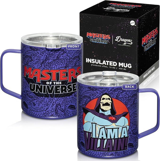 Dragon Glassware x Masters of the Universe Steel Camp Mug, 12 oz - Skeletor | Insulated Stainless Steel Mug for Coffee, Tea, Matcha, Hot Beverages; Official Masters of the Universe 2026 Movie Mug by DragonGlassware