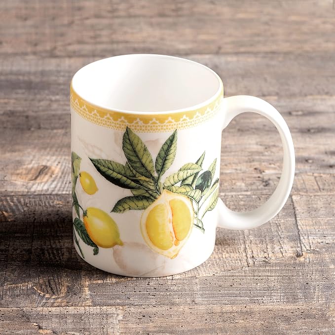 Maison d' Hermine Coffee Mug with Handles Tea Cups (15 Ounce, Pack of 1) | Fine Bone China Coffee Mugs for Hot Beverages Cappuccino Latte Home Restaurant Hotel Spring Summer -Limoncello - Combava - Image 7