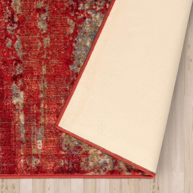 Superior Modern Indoor Area Rug, Washable, Non-Skid Foam Backing, Floor Decor for Living Room, Bedroom, Entry, Mudroom, Washable Rugs, Abstract Brushstroke, Brayton Collection, 2' x 3', Orange - Image 5