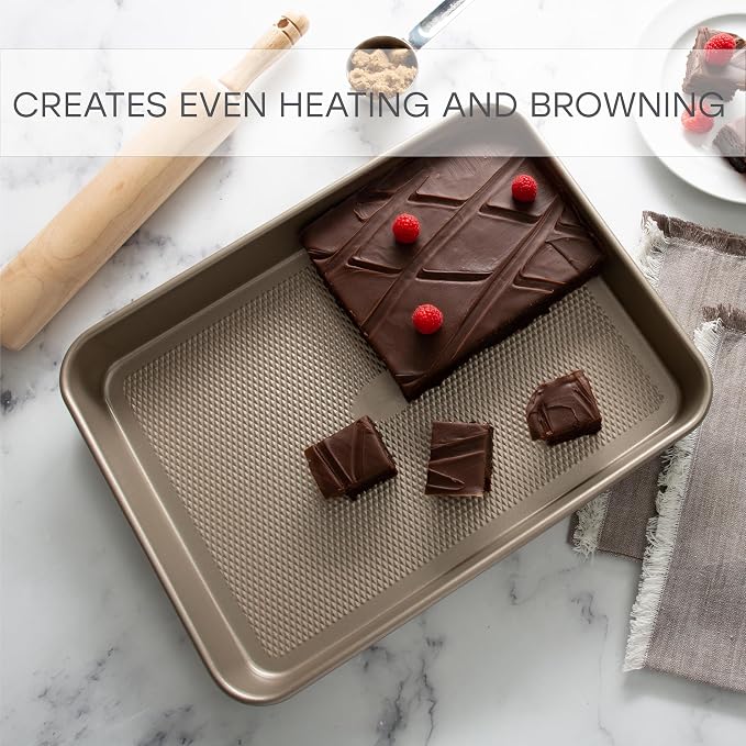 Carbon Steel Non-Stick Baking Sheet Pan with Diamond Textured Base, Heavy Duty Oven Safe Cookie Tray, Easy Clean Rust Resistant Bakeware for Cookies, Pastries & Roasting Vegetables - Image 3