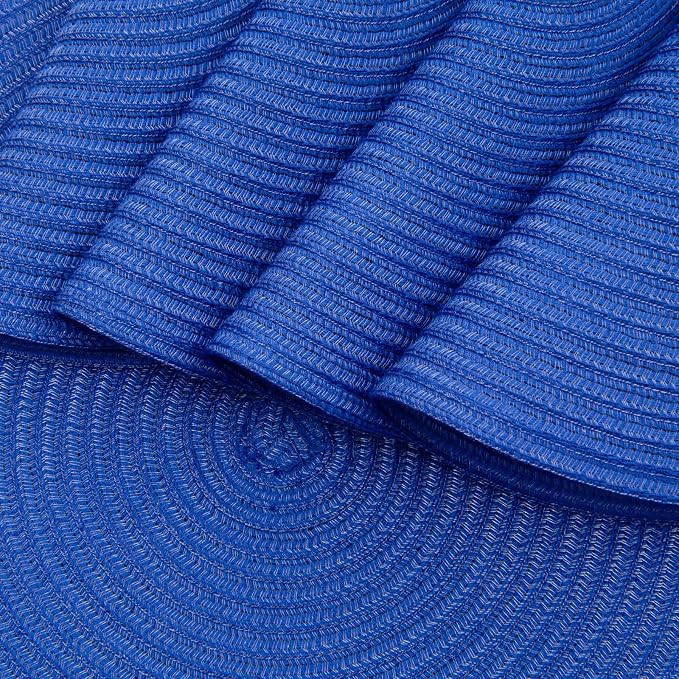 SHACOS Round Placemats Set of 6 Washable 15 inch Round Table Mats Cotton Polyester Woven Braided Place Mats for Dining Table (Blue, 6) - Image 3