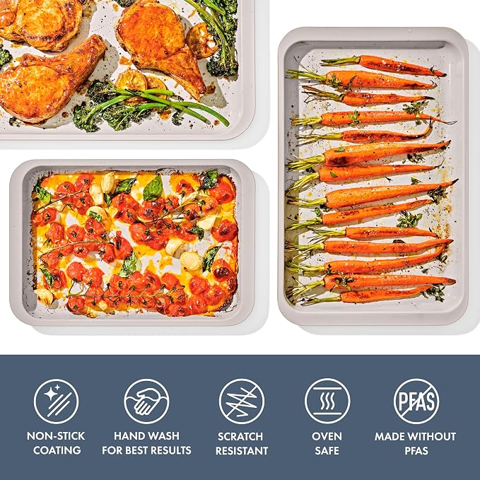 OXO Good Grips Non-Stick Pro Ceramic Coated Metal Bakeware 3-Piece Sheet Pan Set – Storm Blue - Image 2