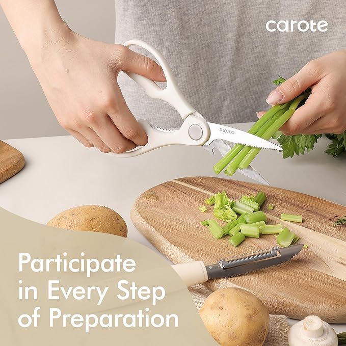 CAROTE 22-Piece Cooking Utensils Set with Wood Cool-Touch Handles, Cream | Silicone Kitchen Utensil, Food Grade, Nonstick Cookware Friendly, BPA-Free, Heat-Resistant, Everyday Home Essentials, Gifts - Image 6