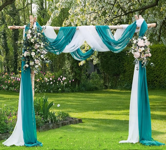 Warm Home Designs 55 x 288 Teal Sheer Window Scarf. AM Teal 288" | Extra Long Window Scarves Valances are Great As Wedding Arch Draping Fabric, Bed Canopy Or for Decorative Project. - Image 4