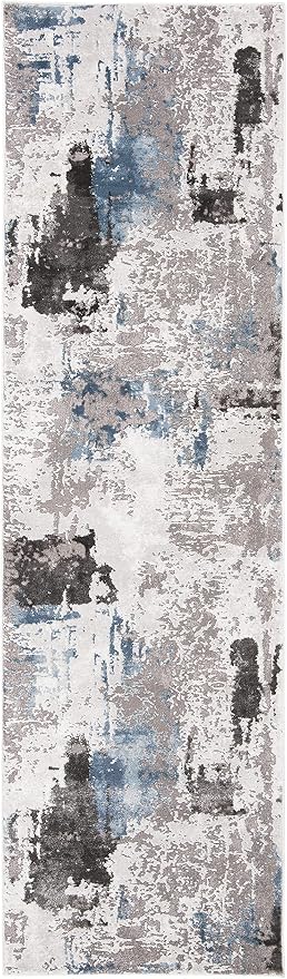 SAFAVIEH Craft Collection Runner Rug - 2'3" x 12', Grey & Blue, Modern Design, Non-Shedding & Easy Care, Ideal for High Traffic Areas in Living Room, Bedroom (CFT820F) - Image 3
