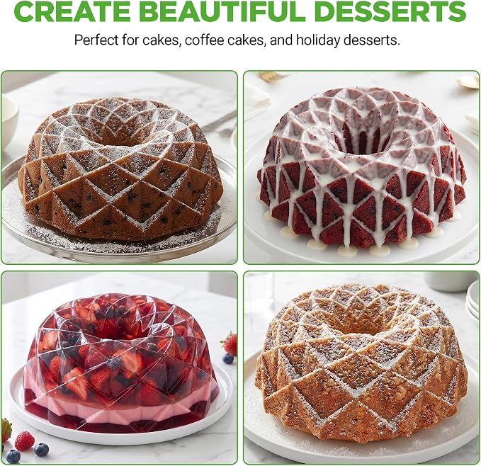NutriChef 9-Inch Cake Pan - 9 Cups Nonstick Heavy Cast Aluminum Cake Mold for Baking - French Wreath Design for Uniform Baking - Easy to Clean, Gold - Image 6