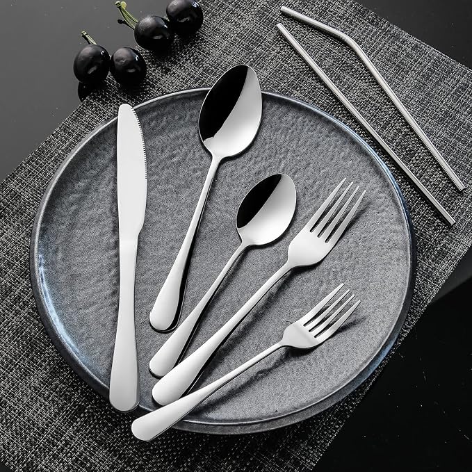 56 Pieces Silverware Service for 8 Flatware Set Stainless Steel Utensils Cutlery Set Dishwasher Safe - Image 4