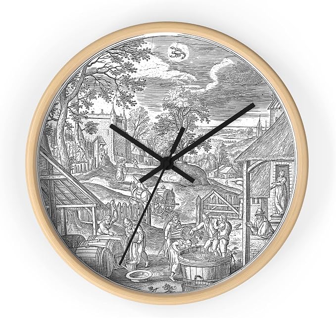 Mozingo ~ Wine Clock for Kitchen Bar Wall It's Wine O'clock Silent Time Gift Home Decor Made In USA, 10" (Hour Marks - None, Clock Frame Color - Natural Wood, Wine Theme #06) by Unknown