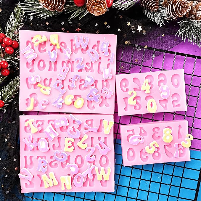 GELIFATLE Letters Molds and Numbers Molds, Silicone Fondant Mold Chocolate Molds, 0-9 Number and 26 Letters Silicone Molds for Baking Desserts and Cake Decoration (4 pack) - Image 3