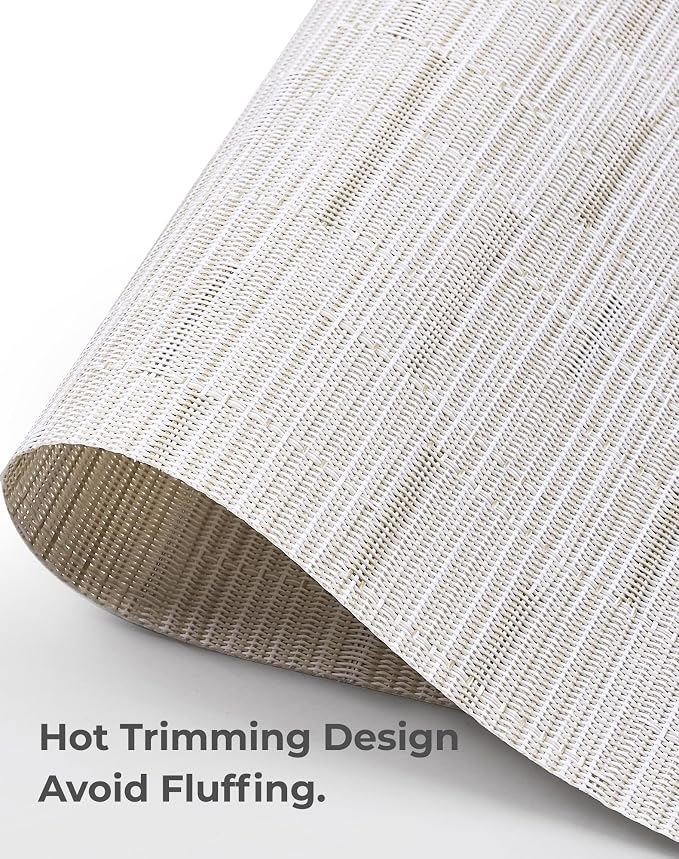 Leetaltree Pale Beige Placemats Set of 12 - Heat Resistant Non-Slip Place mats for Dining Table, Washable Durable PVC Vinyl Woven Table Mats（Pale Beige, 12） - Image 7