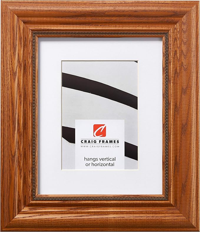 Craig Frames 8x12 Brown Picture Frame Matted to 5x7, Wood Wall Decor | Ready to hang with a protective glass front, made in the USA for a gallery display by CraigFrames