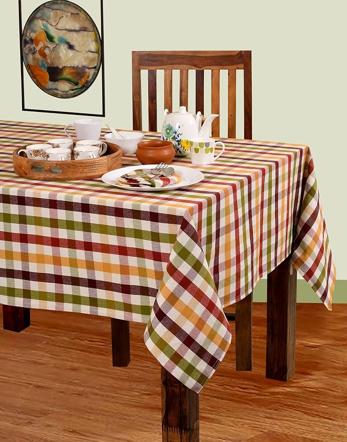 Urban Villa Tablecloth Cotton Tabletop 60x102 (8-10 Seats) Harvest Checks - Image 2