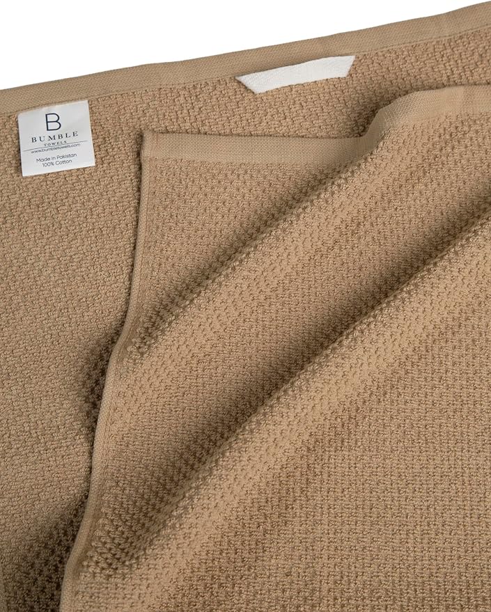 Bumble Kitchen Towels 6 Pack 100% Cotton 16"x26" - Tan Wide Stripe | 430 GSM Soft Kitchen Hand Towels with Hanging Loop, Highly Absorbent & Durable for Washing and Drying Dishes - Image 3