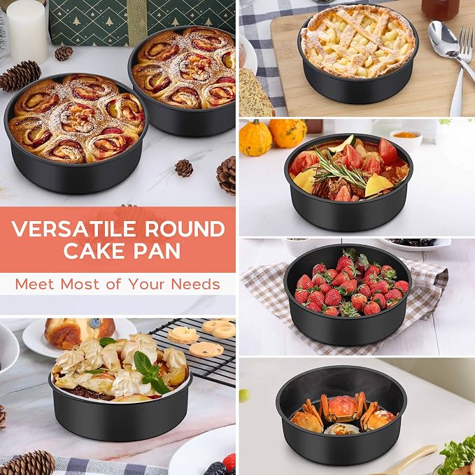 Onader 6 Inch Small Cake Pans Sets of 3 for Baking, Round Smash Cake Baking Pans for Birthday Wedding, Stainless Steel Core with Nonstick Coating - Image 7