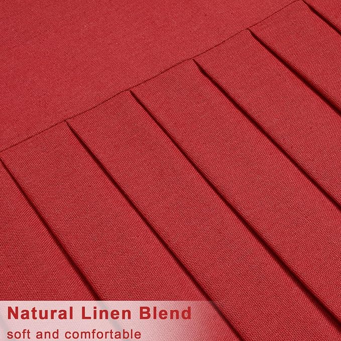 Likiyol Linen Valances for Windows Farmhouse Window Valances with Ruffle Rustic Country Light Filtering Kitchen Valance Curtains Rod Pocket Valance for Bathroom Cafe, Red, 52" W X 18" L - Image 7