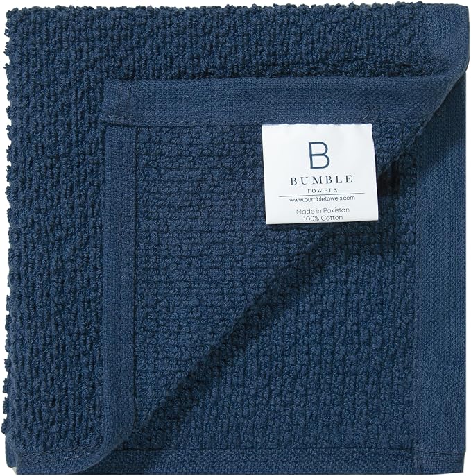 Bumble Dish Cloths 8-Pack, Cotton Kitchen Towels, 12"x12" Blue Wide Stripes | 430 GSM Soft Dish Towels for Kitchen, Highly Absorbent & Durable Kitchen Rags for Washing Dishes - Image 6