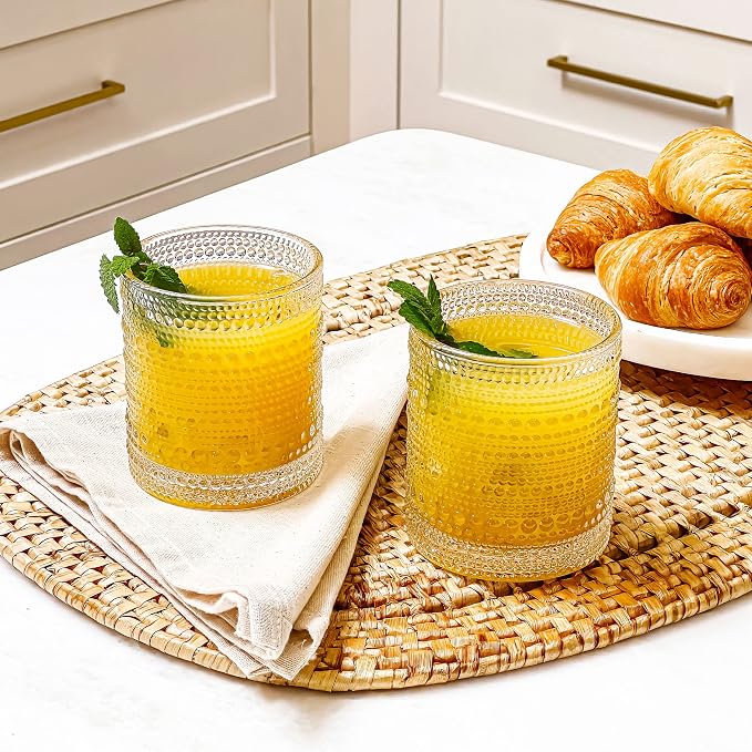 Kate Aspen Beaded Drinking Glasses Set of 6, 10 oz Retro Vintage Glassware - Boho Cocktail Water Juice Glasses, Hostess or Housewarming Gift - Image 5