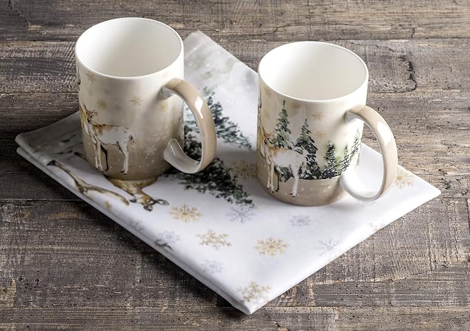 Maison d' Hermine Coffee Mug with Handles Tea Cups (15 Ounce, Pack of 2) | Fine Bone China Coffee Mugs for Hot Beverages Cappuccino Latte Home Restaurant Hotel Spring Summer -Deer In The Woods - Image 7