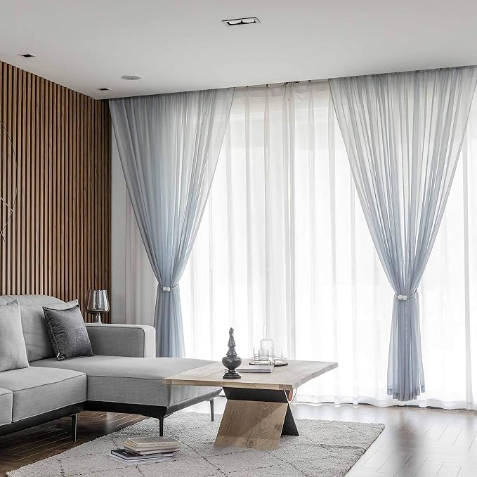 Home Brilliant Light Gray Curtains Window Treatment for Bedroom Semitransparent Panels Set of 2 Drapes for Living Room, 54 x 84 inch Length - Image 6