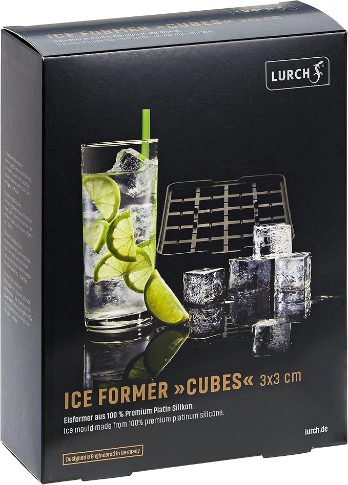 LURCH Germany ICE Former Cube - Silicone Tray for 20 Ice Cubes (1x1'') - Image 2