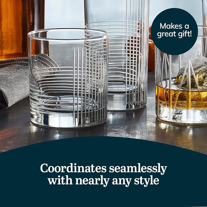 Libbey Cut Cocktails Rocks Glasses Set, Clean, Linear Glassware Drinking Glasses Set of 4, Dishwasher Safe Glasses for Weddings, Birthdays, and More - Image 5