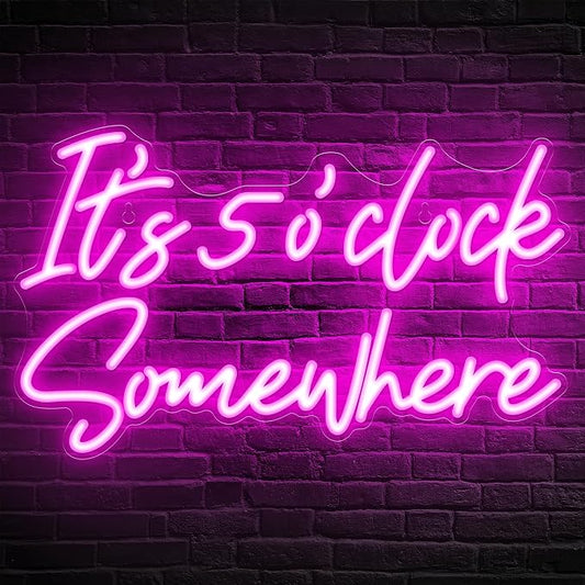 Kavaas Its 5 O'clock Somewhere Neon Sign, Neon Bar Signs for Home Bar Decor, Man Cave Pub Party - Best Gifts for Husband, Father, Birthday, Christmas by Kavaas