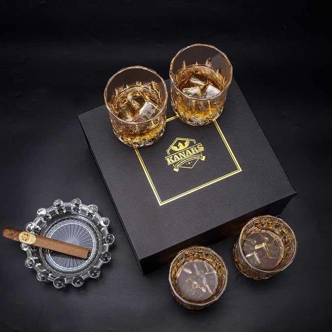 KANARS Old Fashioned Whiskey Glasses with Luxury Box - 10 Oz Rocks Barware For Scotch, Bourbon, Liquor and Cocktail Drinks - Set of 4 - Men Gift | Rocks Barware For Scotch, Bourbon, Liquor and Cocktail Drinks Set of 4 Men Gift - Image 8