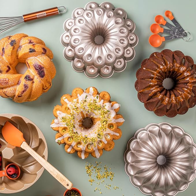 Baker's Secret for Fluted Cake Pan, Fluted Cake Pans, Die Cast Aluminum Cake Pans, 2 Layers Non-stick Coating, Novelty Cake Pan, 7.2 Cups Capacity - The Cast Aluminum Collection (Spring Water) - Image 7