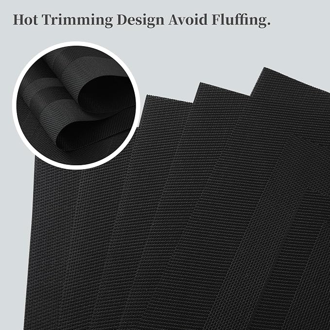 Leetaltree Black Frame Placemats Set of 12 - Heat Resistant Non-Slip Place mats for Dining Table, Washable Durable PVC Vinyl Woven Table Mats（Black Frame, 12） - Image 3