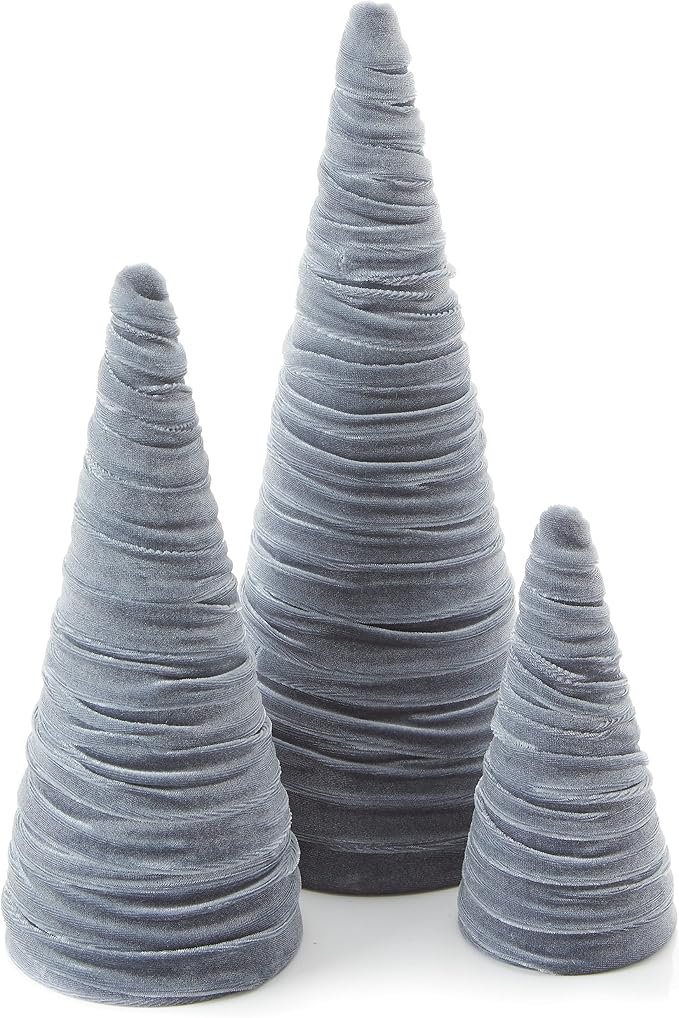 Your Heart's Content Gray Velvet Trees Set of 3, Winter Mantel Neutral Accent, Valentine Tree Tablescape, Holiday Centerpiece, Modern Farmhouse, Handcrafted Gift for (Gray) by YourHeartsContent