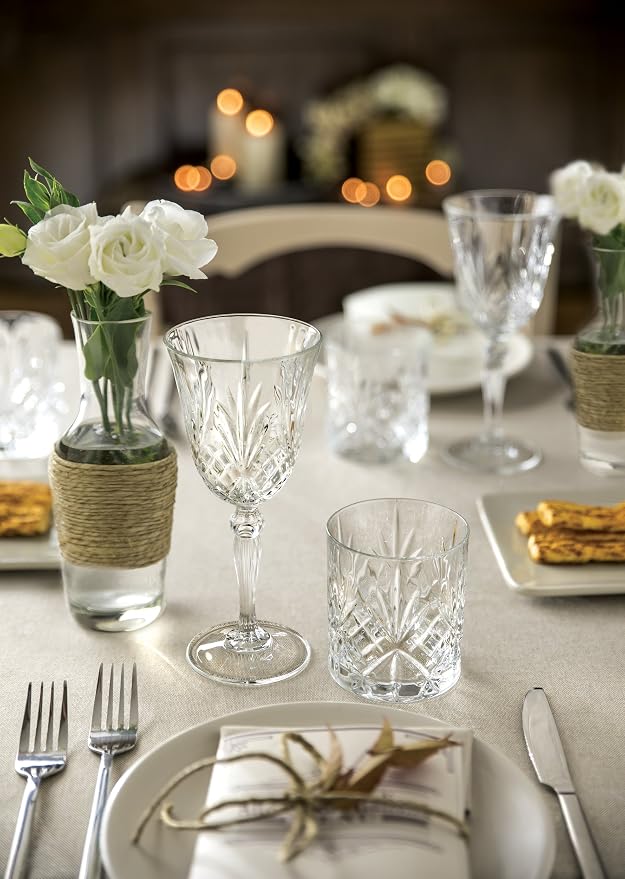 Lorren Home Trends Melodia Crystal Wine Glass Set of 6 - Image 3