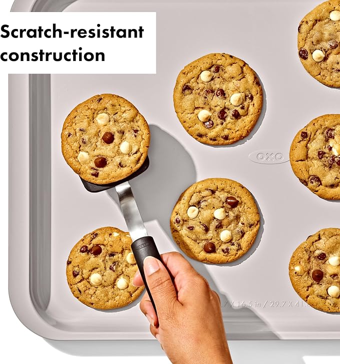OXO Good Grips Non-Stick Pro Ceramic Coated Metal Bakeware 3-Piece Sheet Pan Set – Biscuit - Image 5