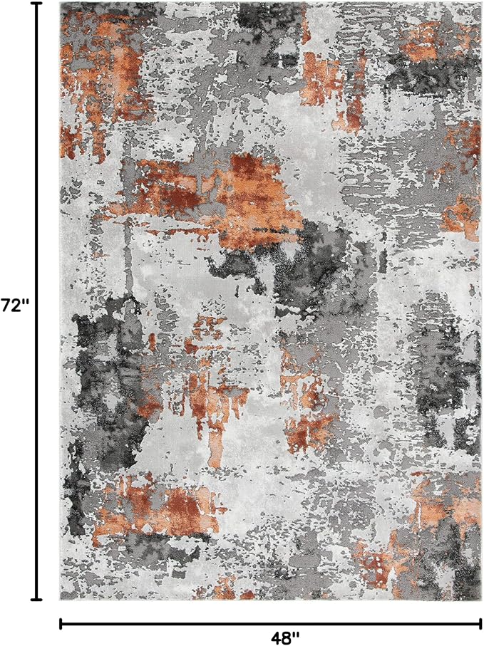 SAFAVIEH Craft Collection Accent Rug - 4' x 6', Grey & Orange, Modern Abstract Design, Non-Shedding & Easy Care, Ideal for High Traffic Areas in Entryway, Living Room, Bedroom (CFT820P) - Image 2
