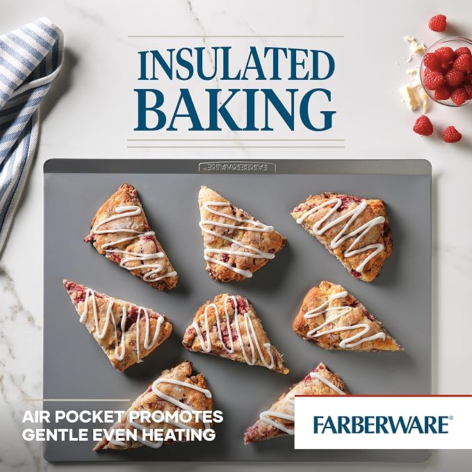 Farberware GOLDEN BAKE Nonstick Jumbo Cookie Sheet, Cookie Sheets for Baking Nonstick, 15.5-Inch x 20-Inch, Light Gray - Image 4