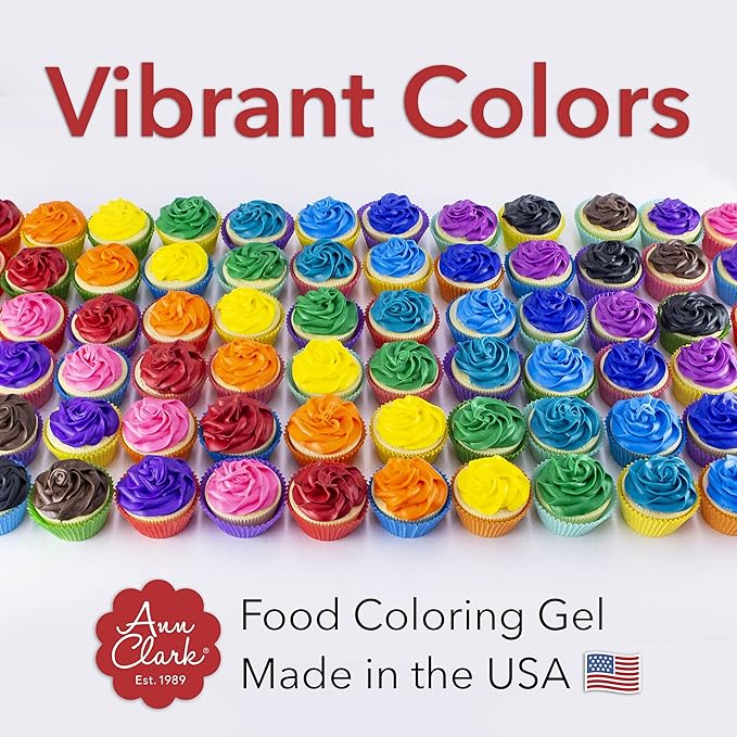 Ann Clark Professional-Grade Gel Food Coloring Made in USA .7 oz, 12 Colors