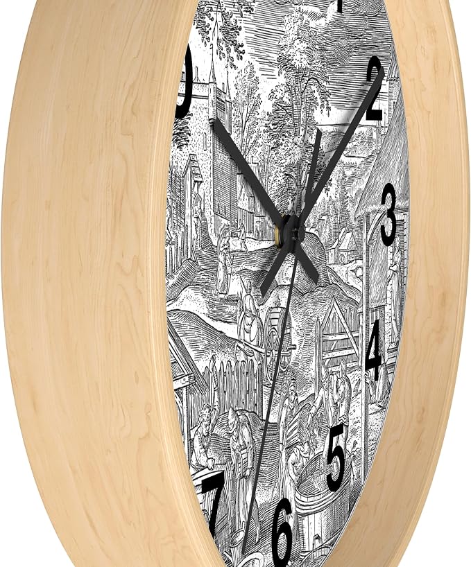 Mozingo ~ Wine Clock for Kitchen Bar Wall It's Wine O'clock Silent Time Gift Home Decor Made In USA, 10" (Hour Marks - Numbers, Clock Frame Color - Natural Wood, Wine Theme #06) - Image 2